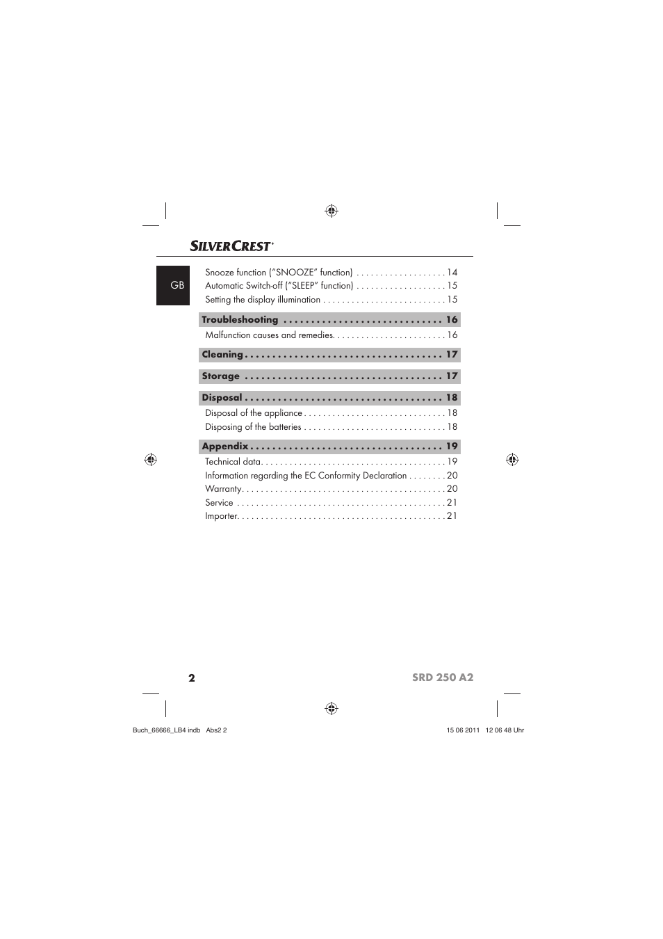 Silvercrest SRD 250 A2 User Manual | Page 4 / 133