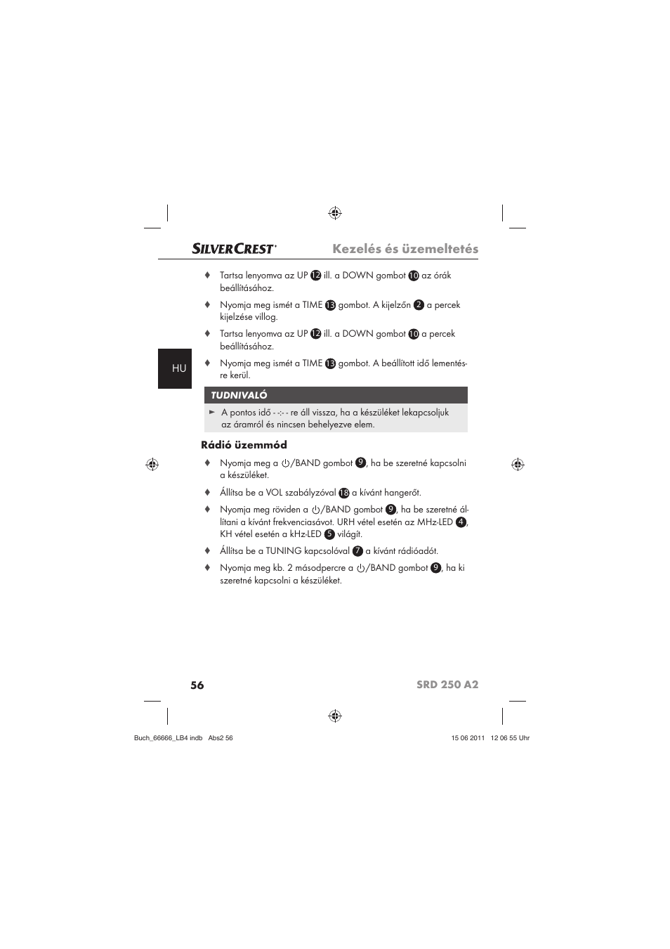 Kezelés és üzemeltetés, Rádió üzemmód | Silvercrest SRD 250 A2 User Manual | Page 58 / 133