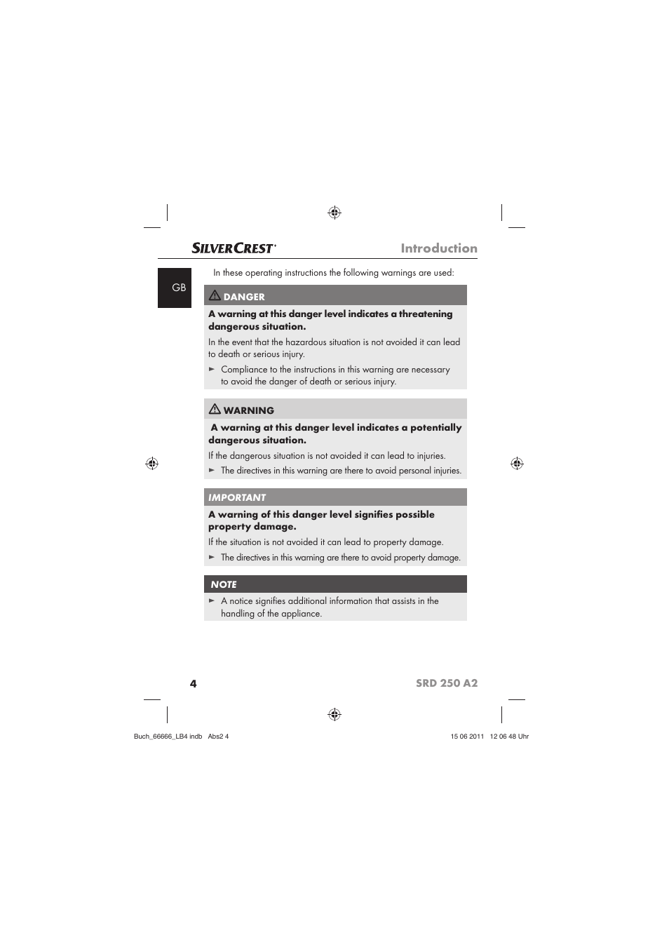 Introduction | Silvercrest SRD 250 A2 User Manual | Page 6 / 133