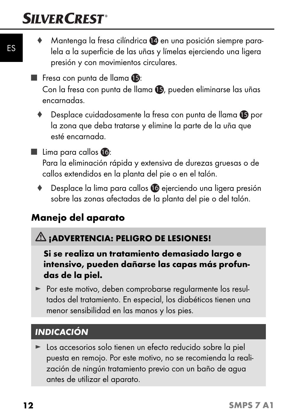 Manejo del aparato | Silvercrest SMPS 7 A1 User Manual | Page 15 / 94