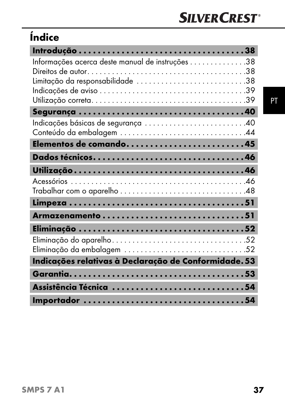 Índice | Silvercrest SMPS 7 A1 User Manual | Page 40 / 94