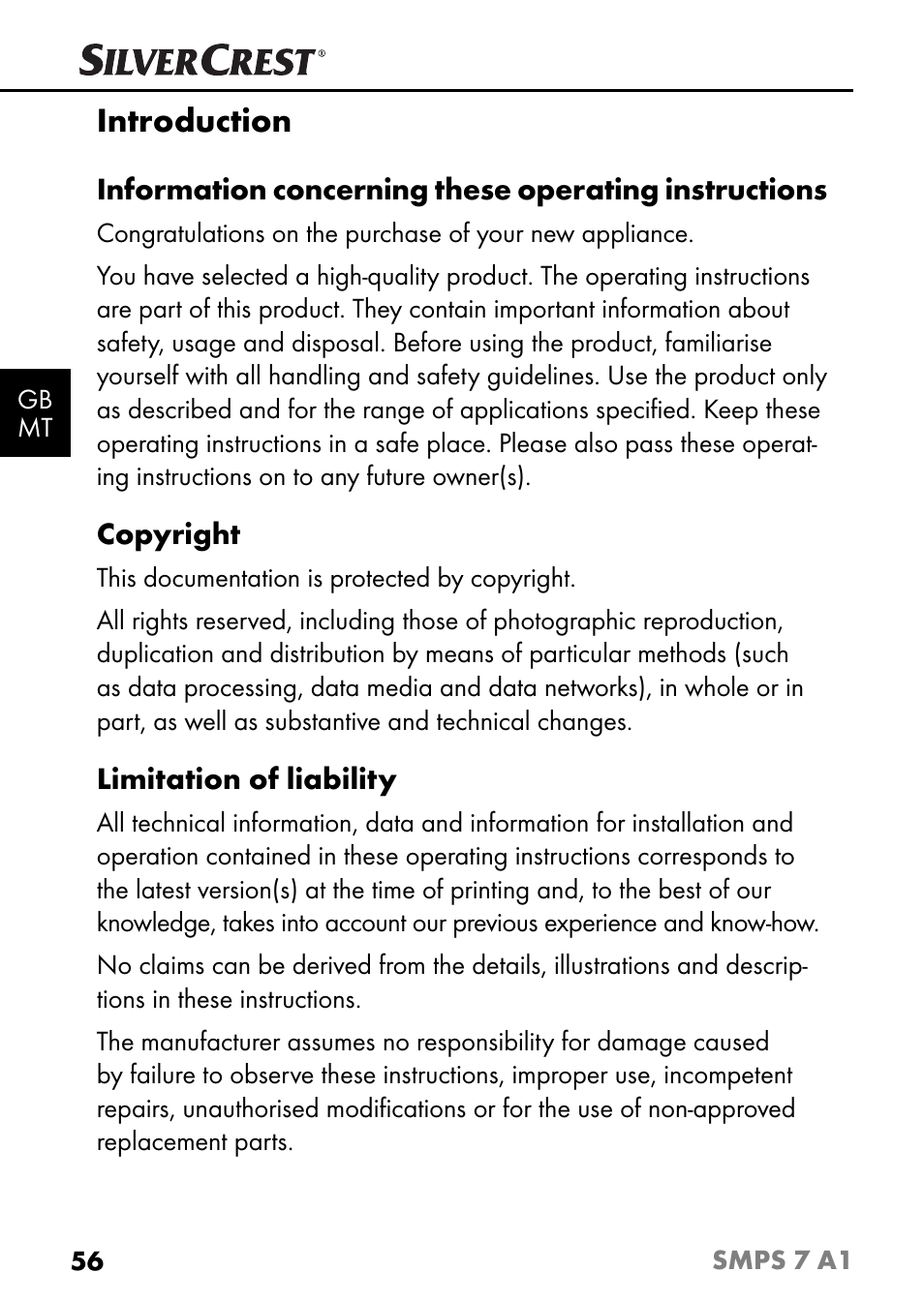 Introduction | Silvercrest SMPS 7 A1 User Manual | Page 59 / 94