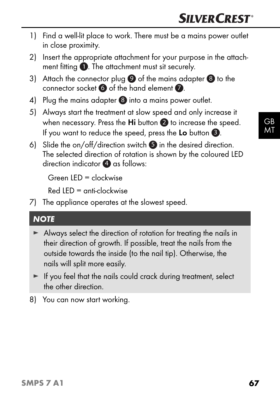 Silvercrest SMPS 7 A1 User Manual | Page 70 / 94