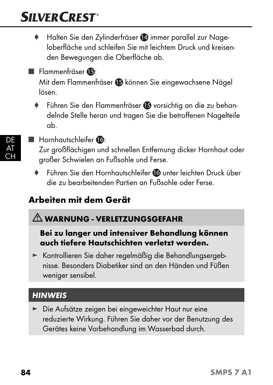 Arbeiten mit dem gerät | Silvercrest SMPS 7 A1 User Manual | Page 87 / 94