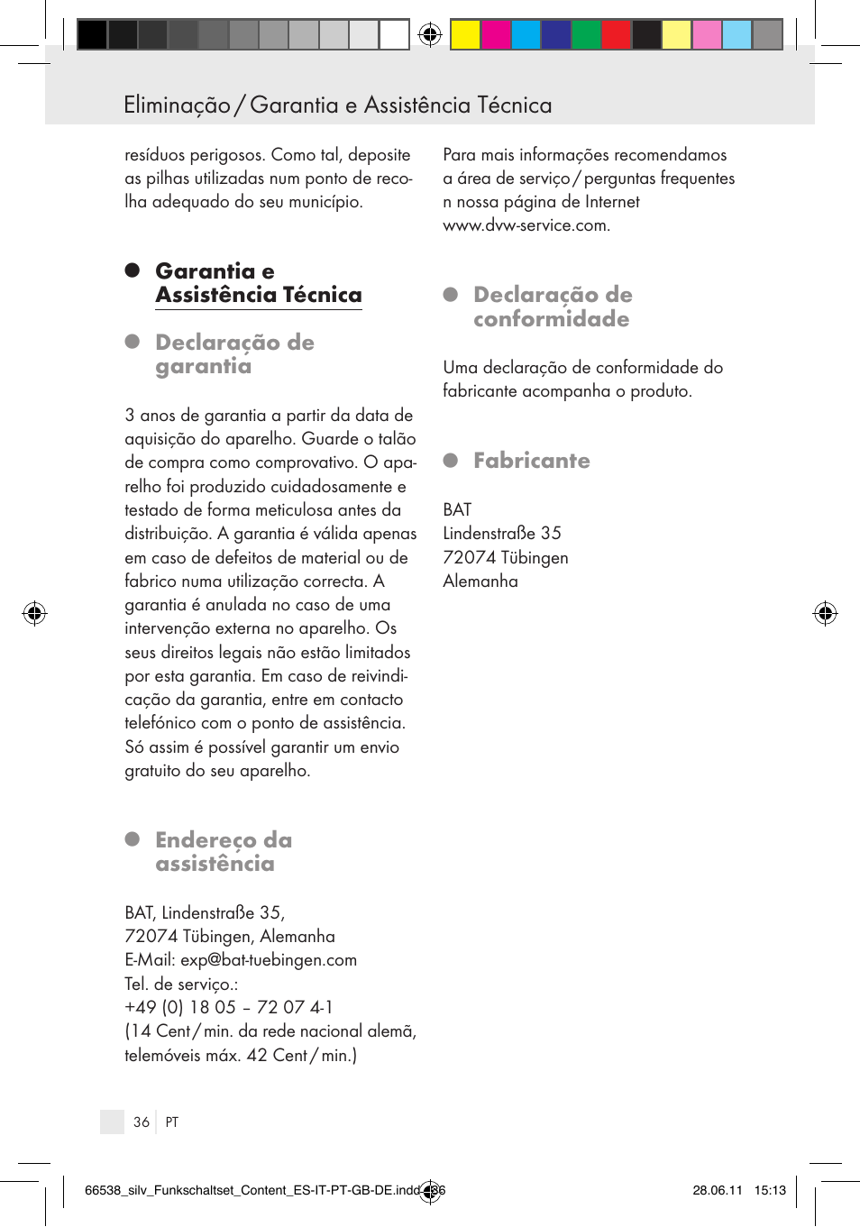 Eliminação / garantia e assistência técnica, Garantia e assistência técnica, Declaração de garantia | Endereço da assistência, Declaração de conformidade, Fabricante | Silvercrest Electrical Sockets User Manual | Page 32 / 52