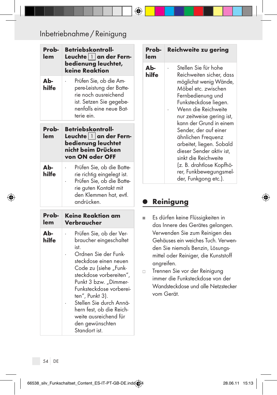 Inbetriebnahme / reinigung, Reinigung | Silvercrest Electrical Sockets User Manual | Page 50 / 52