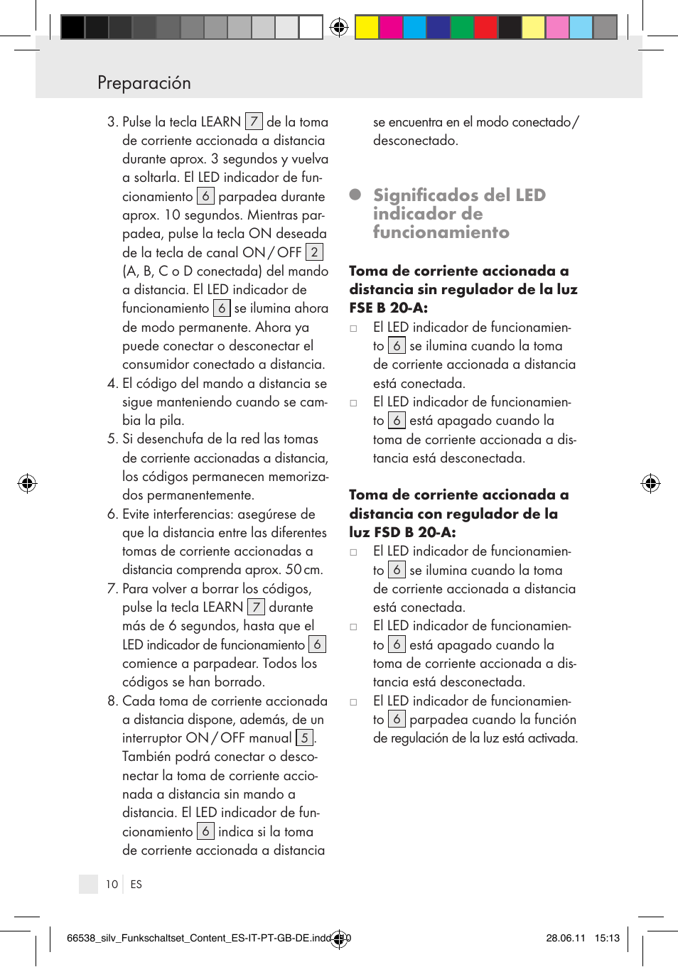 Preparación, Significados del led indicador de funcionamiento | Silvercrest Electrical Sockets User Manual | Page 6 / 52