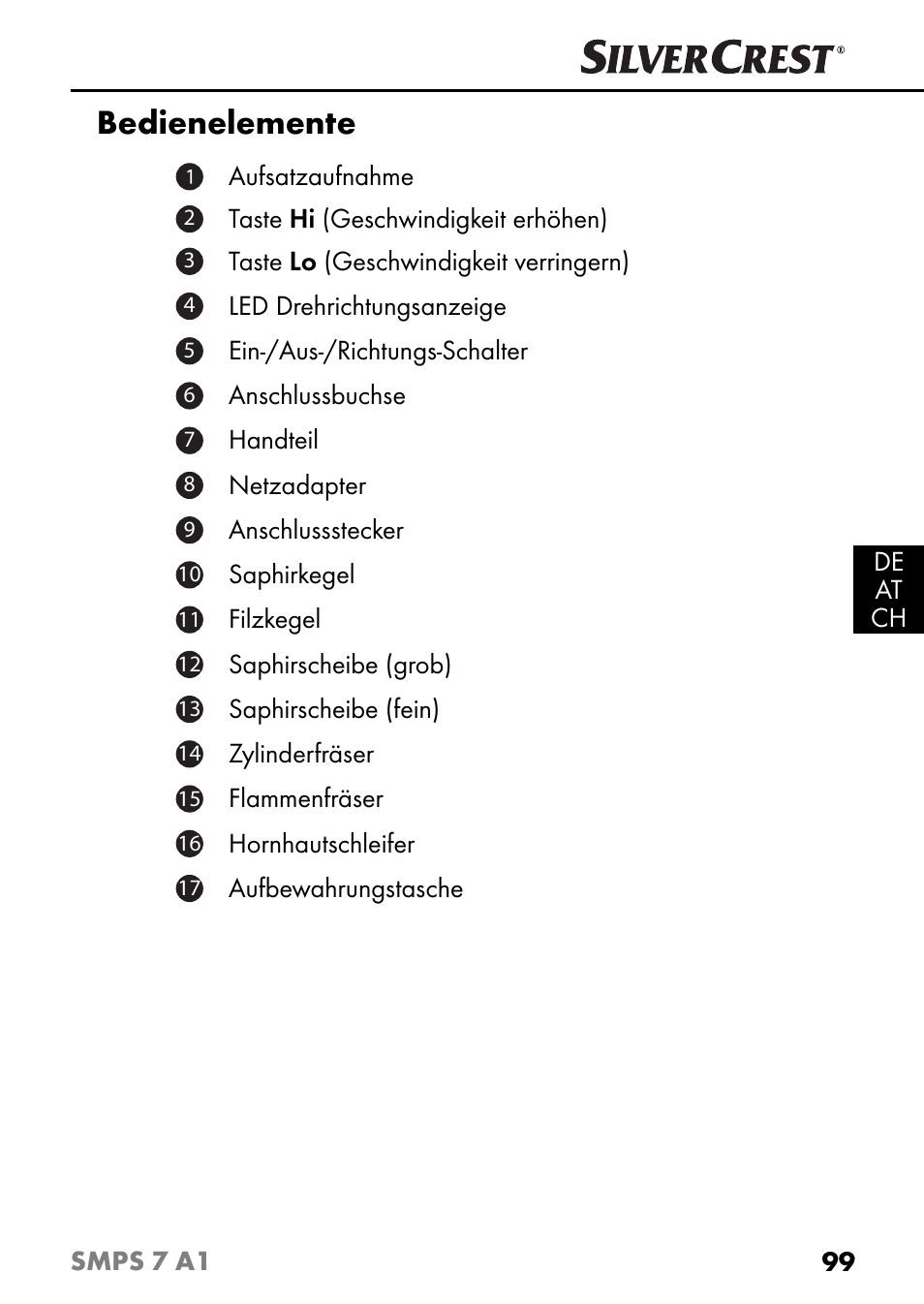 Bedienelemente | Silvercrest SMPS 7 A1 User Manual | Page 102 / 112