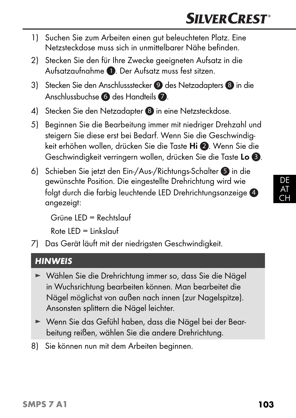 Silvercrest SMPS 7 A1 User Manual | Page 106 / 112