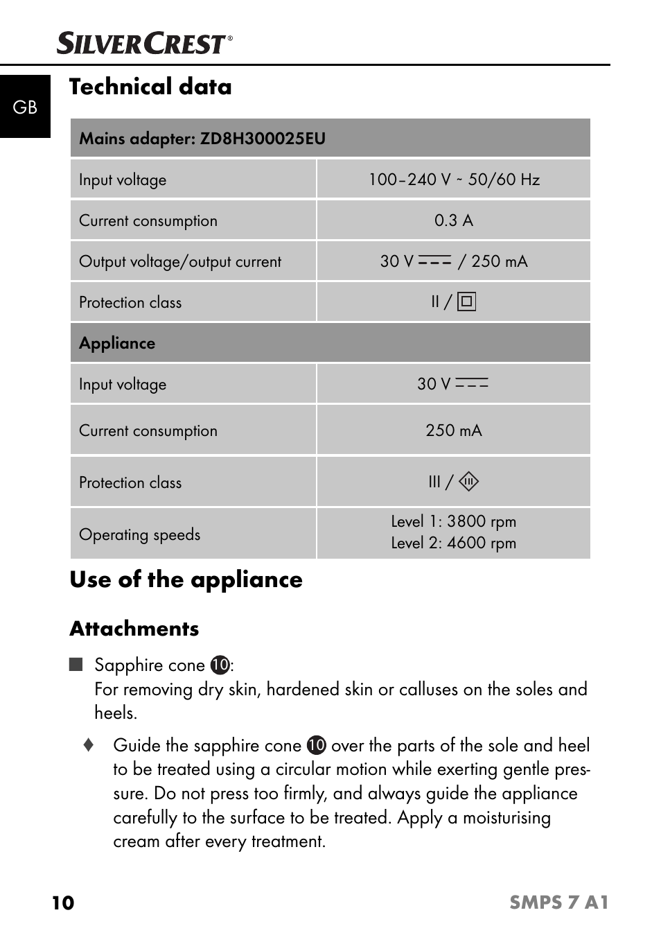 Technical data, Use of the appliance, Attachments | Silvercrest SMPS 7 A1 User Manual | Page 13 / 112