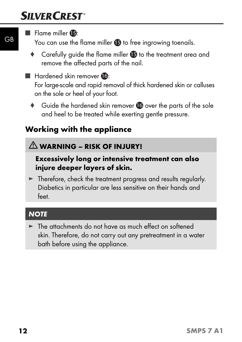 Working with the appliance | Silvercrest SMPS 7 A1 User Manual | Page 15 / 112