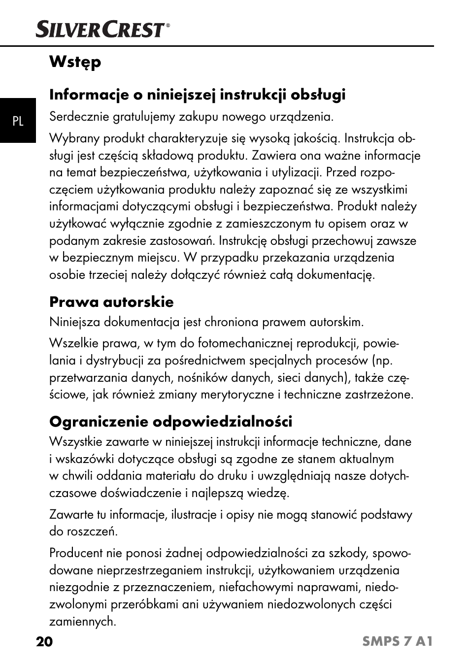 Wstęp | Silvercrest SMPS 7 A1 User Manual | Page 23 / 112