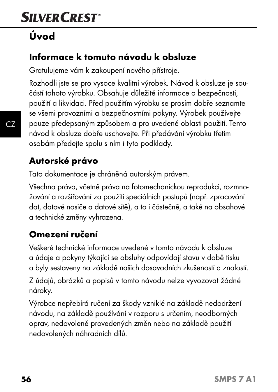 Úvod | Silvercrest SMPS 7 A1 User Manual | Page 59 / 112