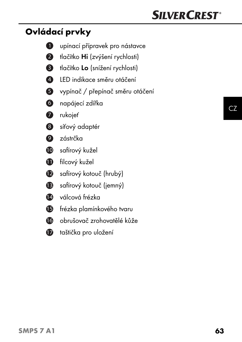 Ovládací prvky | Silvercrest SMPS 7 A1 User Manual | Page 66 / 112