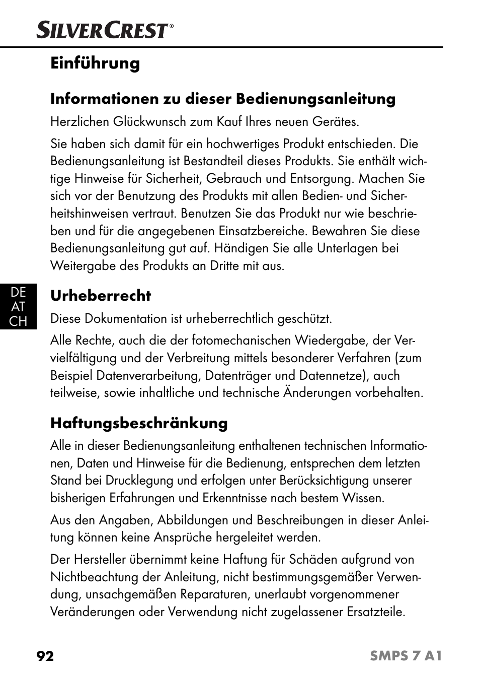 Einführung | Silvercrest SMPS 7 A1 User Manual | Page 95 / 112