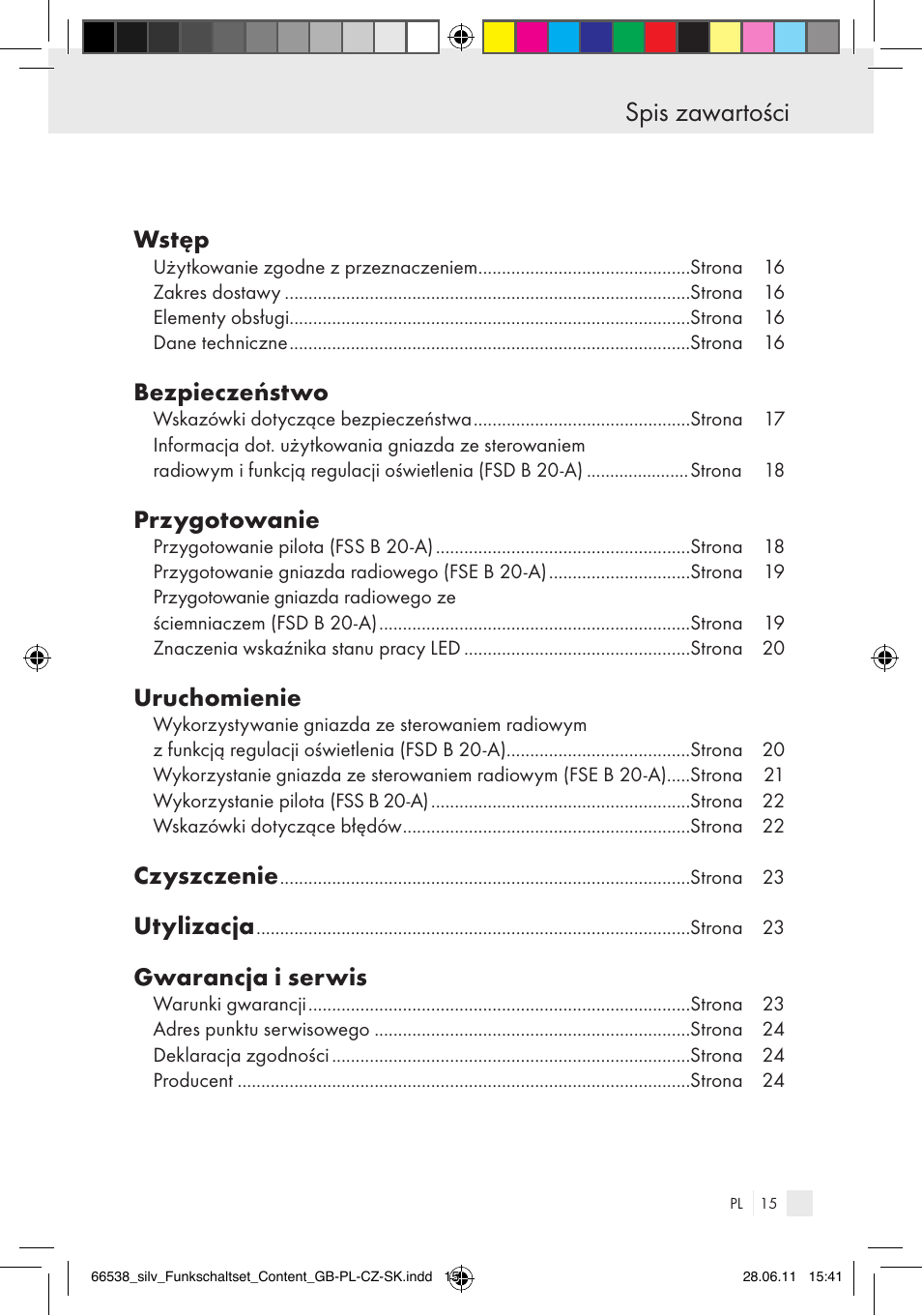 Spis zawartości, Wstęp, Bezpieczeństwo | Przygotowanie, Uruchomienie, Czyszczenie, Utylizacja, Gwarancja i serwis | Silvercrest Electrical Sockets User Manual | Page 11 / 40