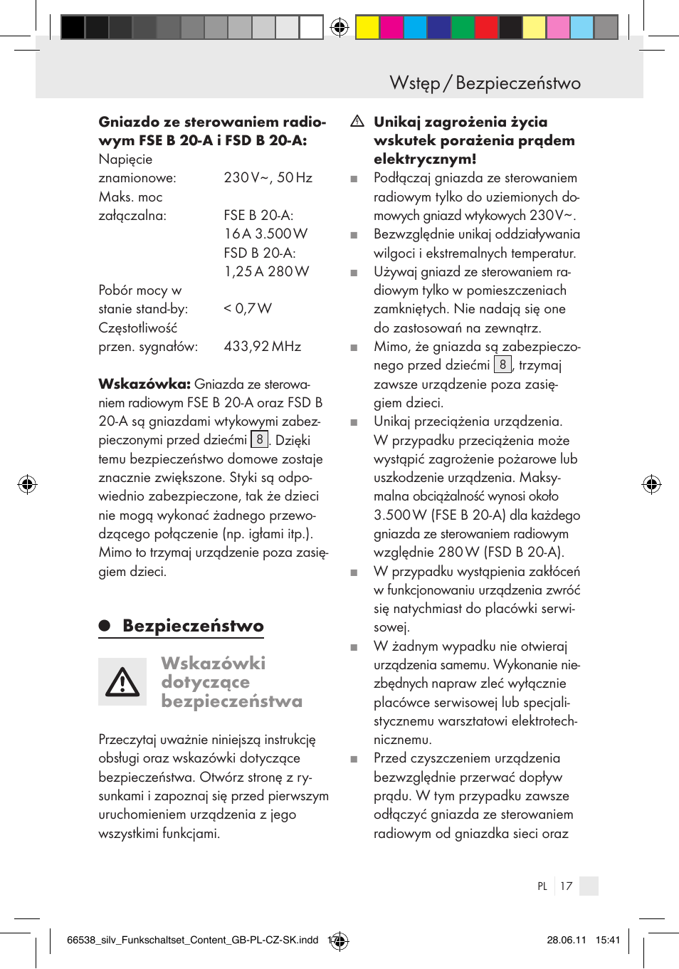 Wstęp / bezpieczeństwo, Bezpieczeństwo wskazówki dotyczące bezpieczeństwa | Silvercrest Electrical Sockets User Manual | Page 13 / 40