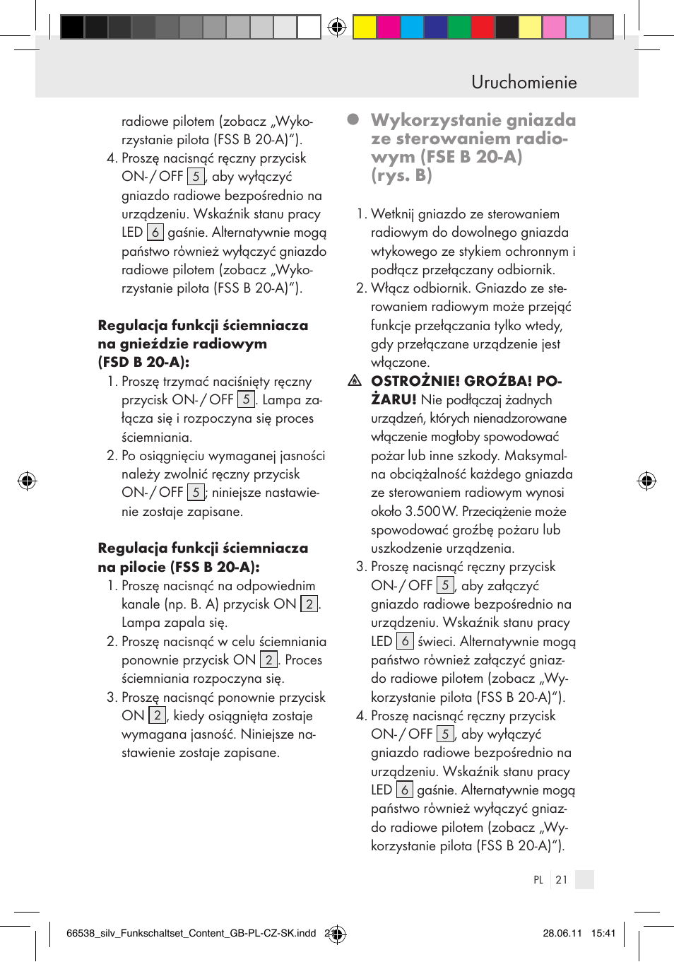 Uruchomienie | Silvercrest Electrical Sockets User Manual | Page 17 / 40