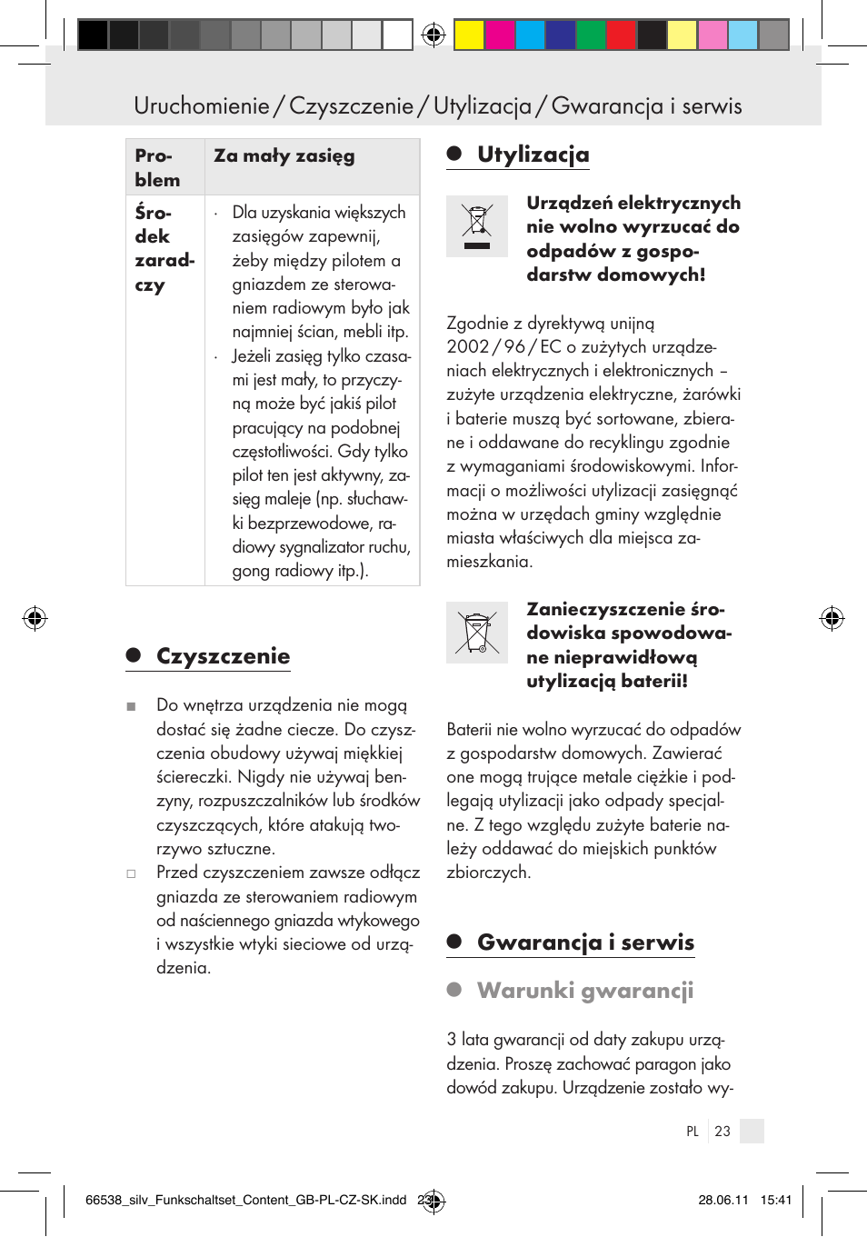 Czyszczenie, Utylizacja, Gwarancja i serwis | Warunki gwarancji | Silvercrest Electrical Sockets User Manual | Page 19 / 40