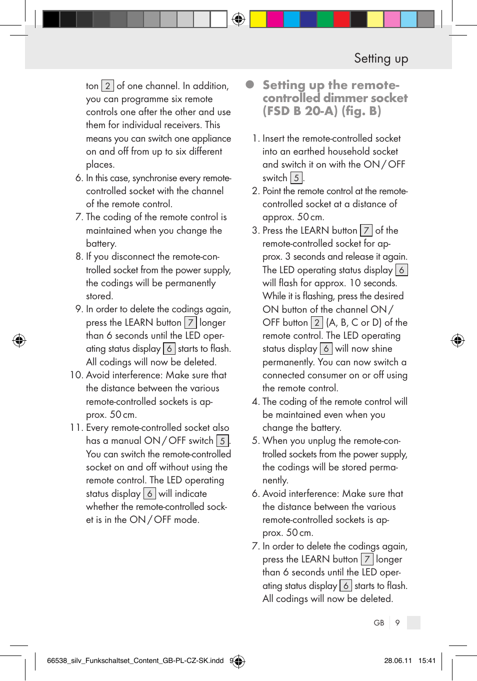 Setting up | Silvercrest Electrical Sockets User Manual | Page 5 / 40