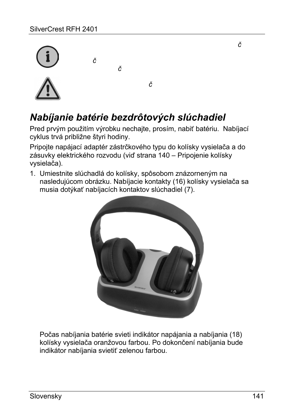 Nabíjanie batérie bezdrôtových slúchadiel | Silvercrest RFH 2401 User Manual | Page 143 / 183