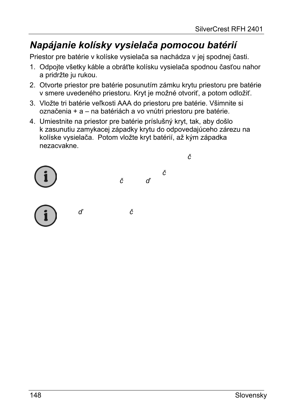 Napájanie kolísky vysielača pomocou batérií | Silvercrest RFH 2401 User Manual | Page 150 / 183