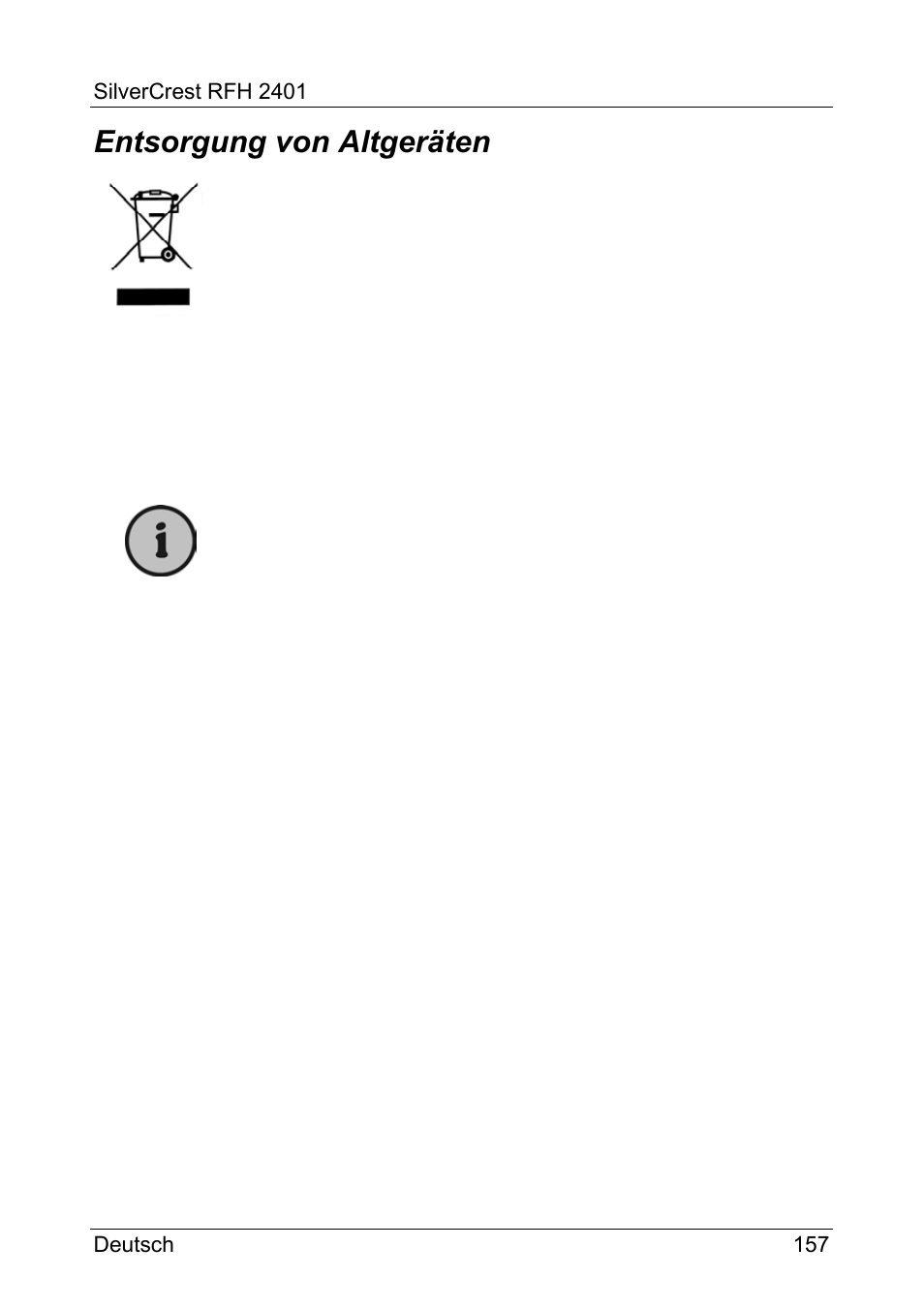 Entsorgung von altgeräten | Silvercrest RFH 2401 User Manual | Page 159 / 183