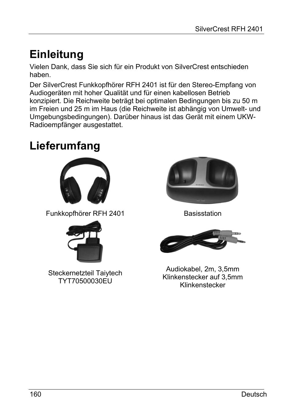 Einleitung, Lieferumfang | Silvercrest RFH 2401 User Manual | Page 162 / 183