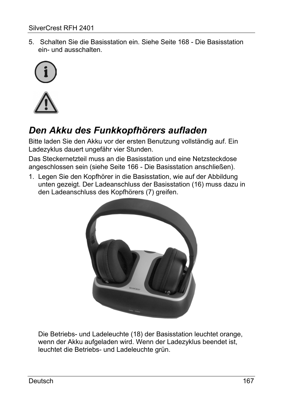 Den akku des funkkopfhörers aufladen | Silvercrest RFH 2401 User Manual | Page 169 / 183