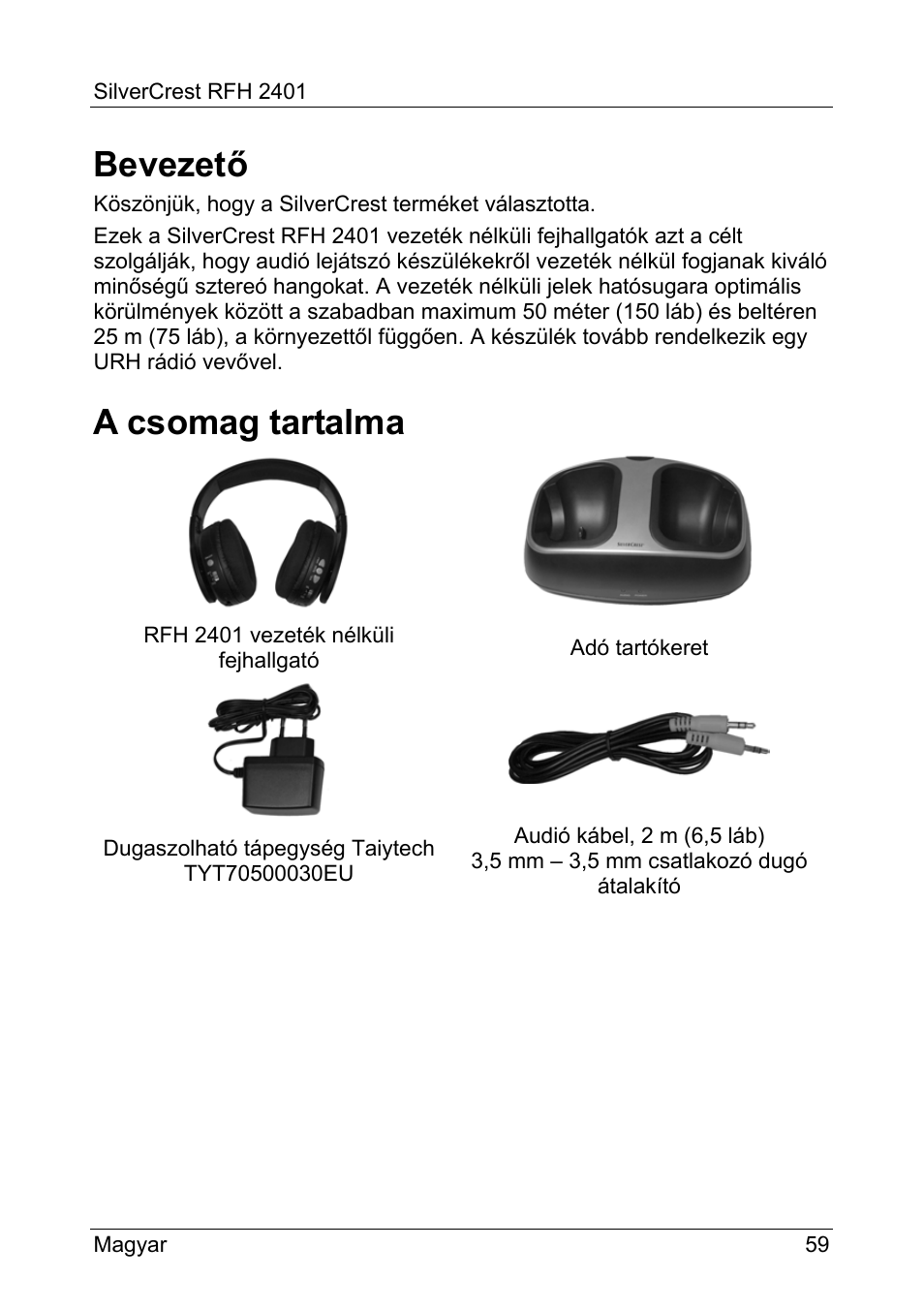 Bevezető, A csomag tartalma | Silvercrest RFH 2401 User Manual | Page 61 / 183