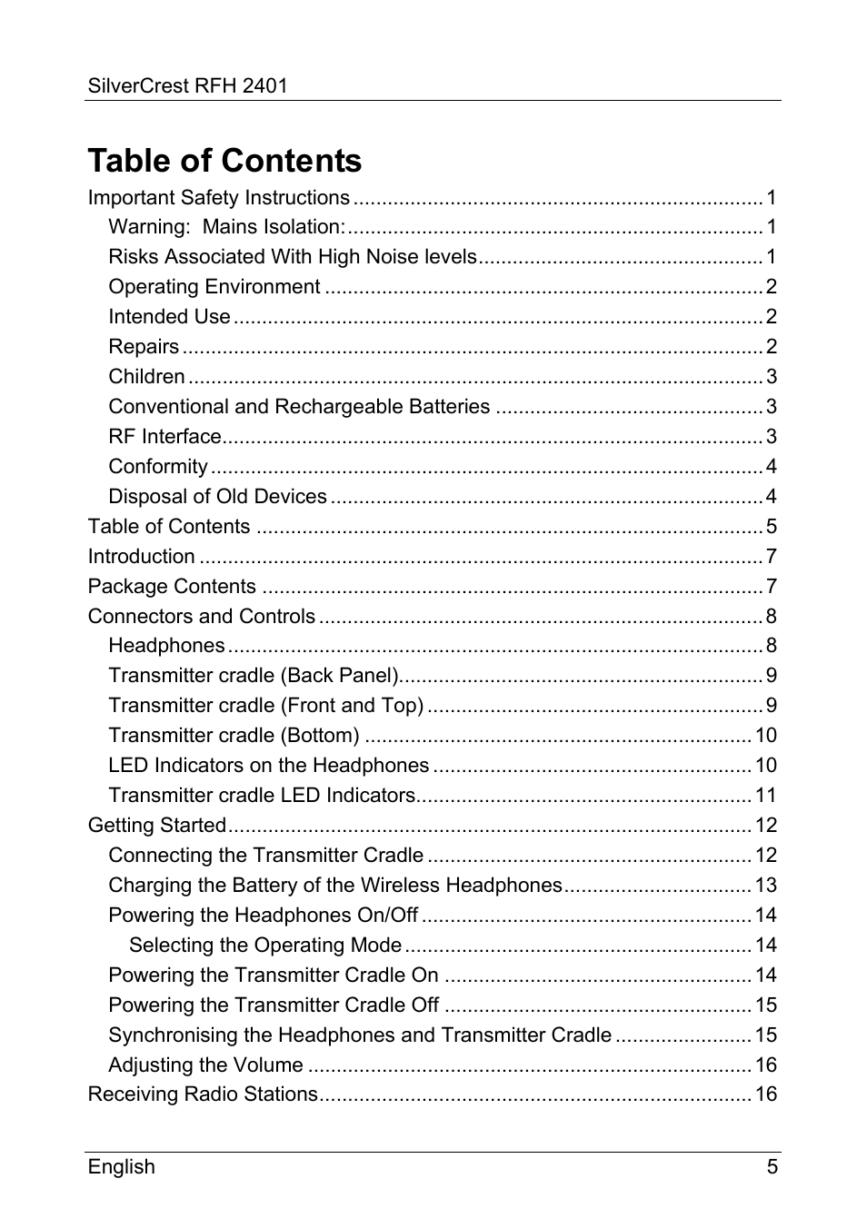 Silvercrest RFH 2401 User Manual | Page 7 / 183