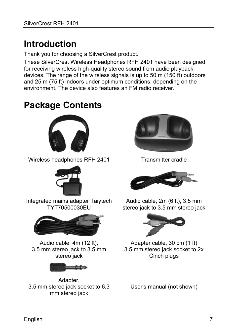 Introduction, Package contents | Silvercrest RFH 2401 User Manual | Page 9 / 183