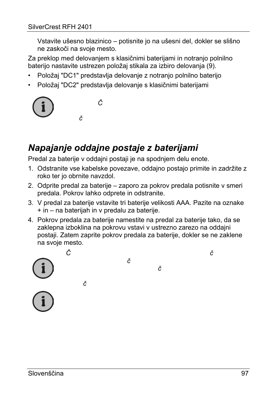 Napajanje oddajne postaje z baterijami | Silvercrest RFH 2401 User Manual | Page 99 / 183