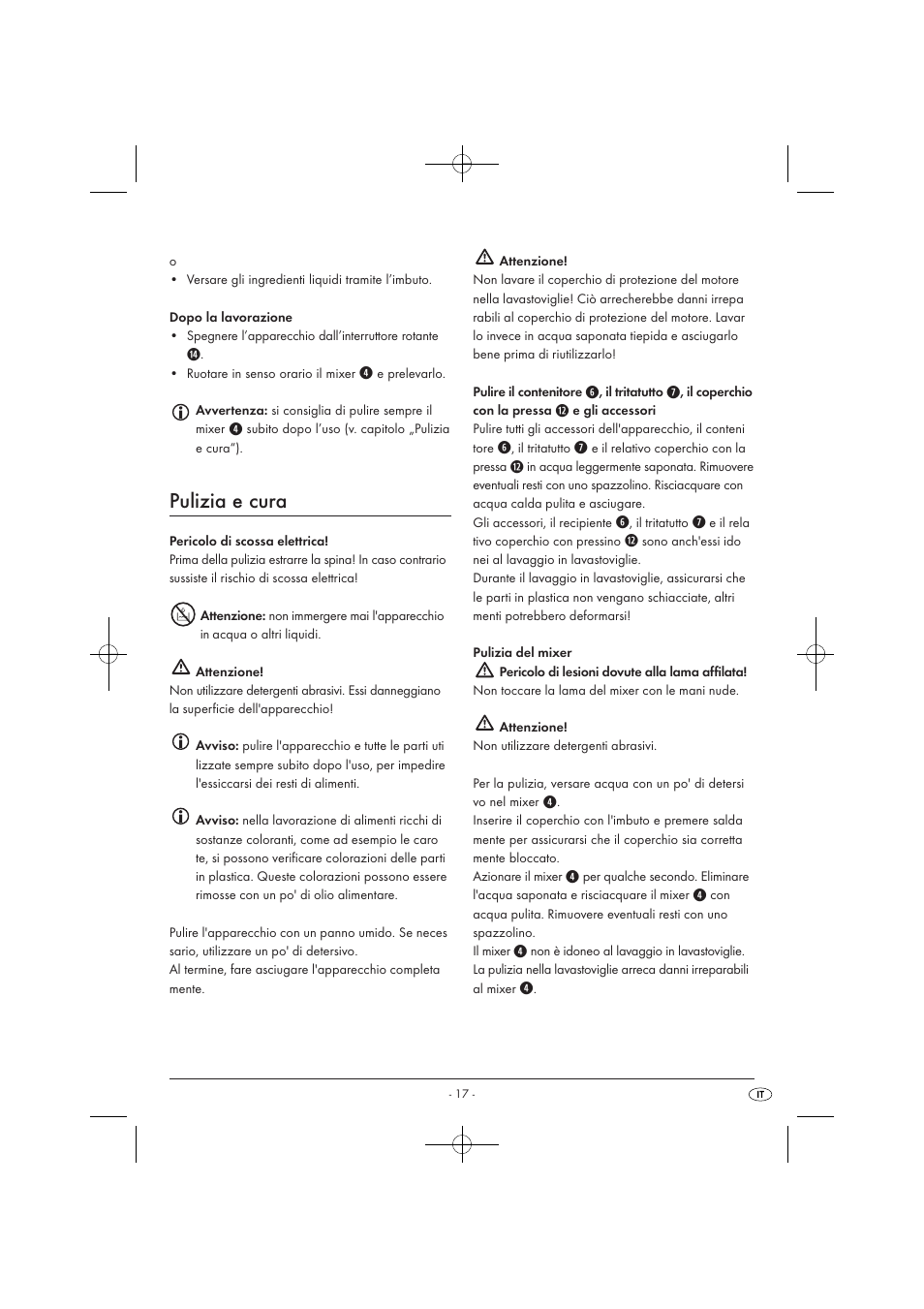 Pulizia e cura | Silvercrest SKM 550 EDS A1 User Manual | Page 19 / 52