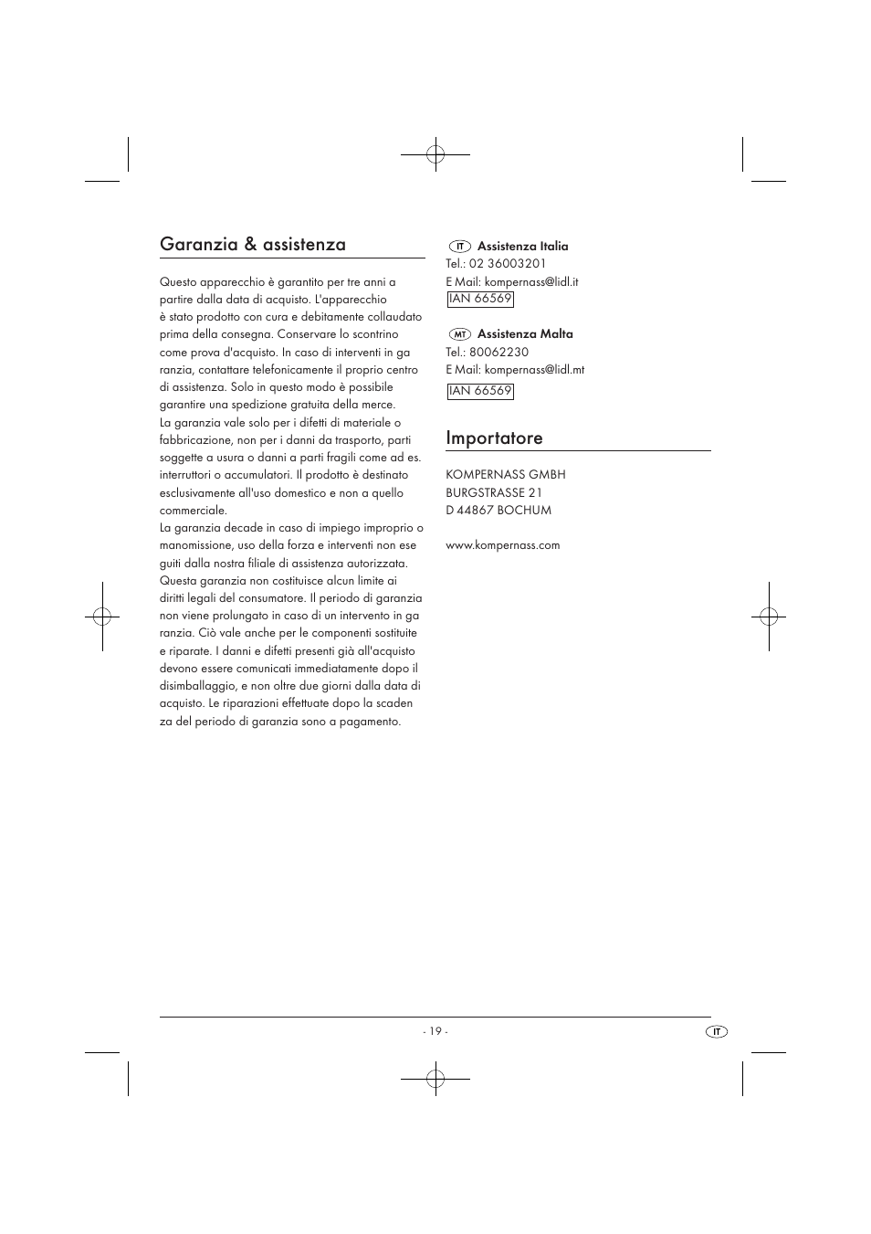 Garanzia & assistenza, Importatore | Silvercrest SKM 550 EDS A1 User Manual | Page 21 / 52