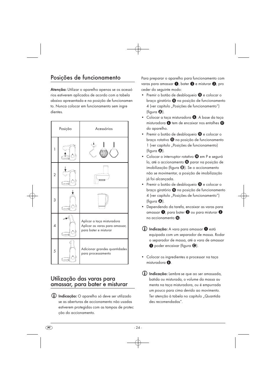 Posições de funcionamento | Silvercrest SKM 550 EDS A1 User Manual | Page 26 / 52