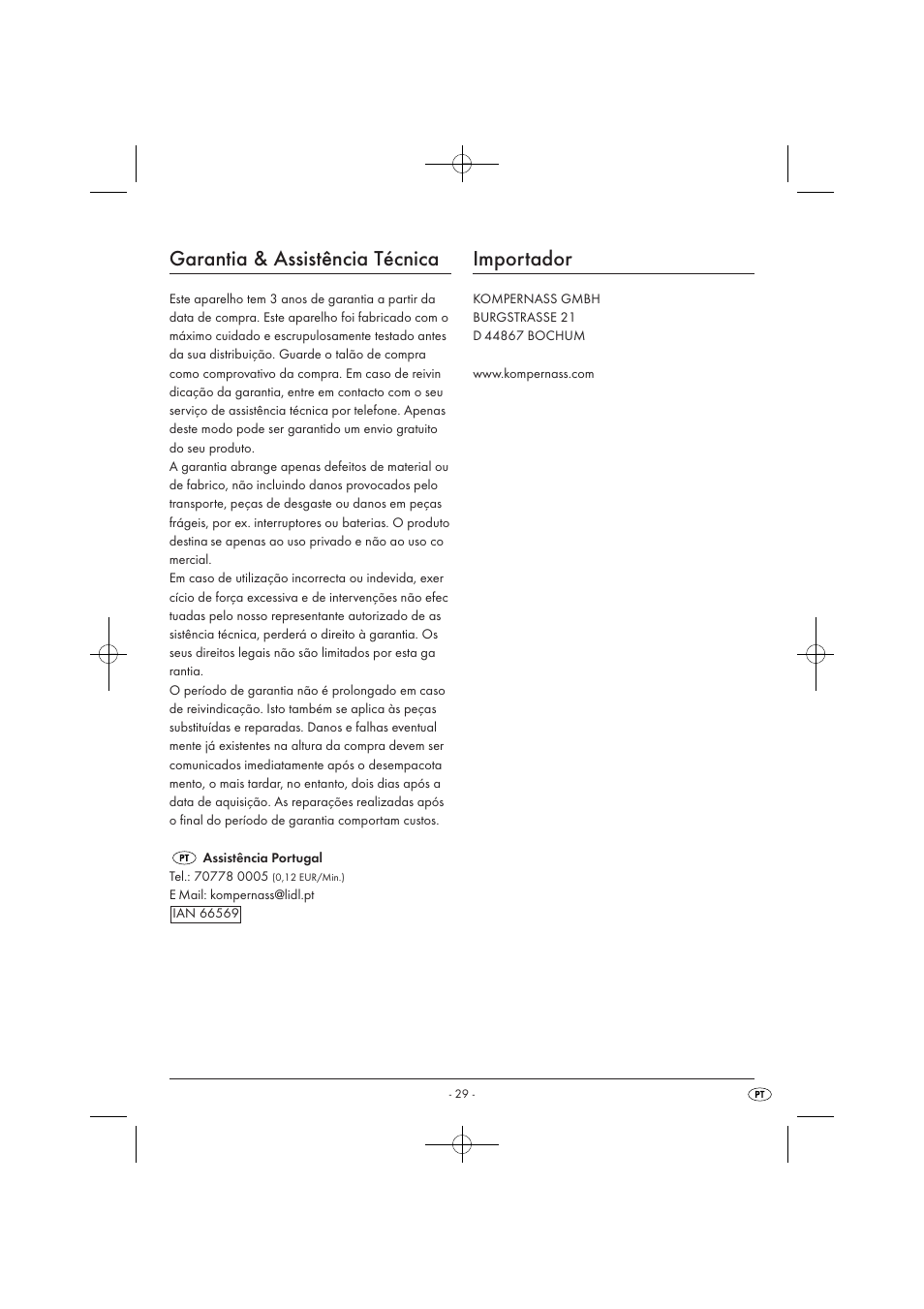 Garantia & assistência técnica, Importador | Silvercrest SKM 550 EDS A1 User Manual | Page 31 / 52