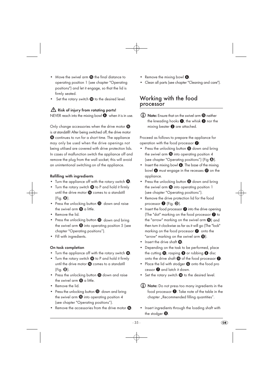 Working with the food processor | Silvercrest SKM 550 EDS A1 User Manual | Page 37 / 52