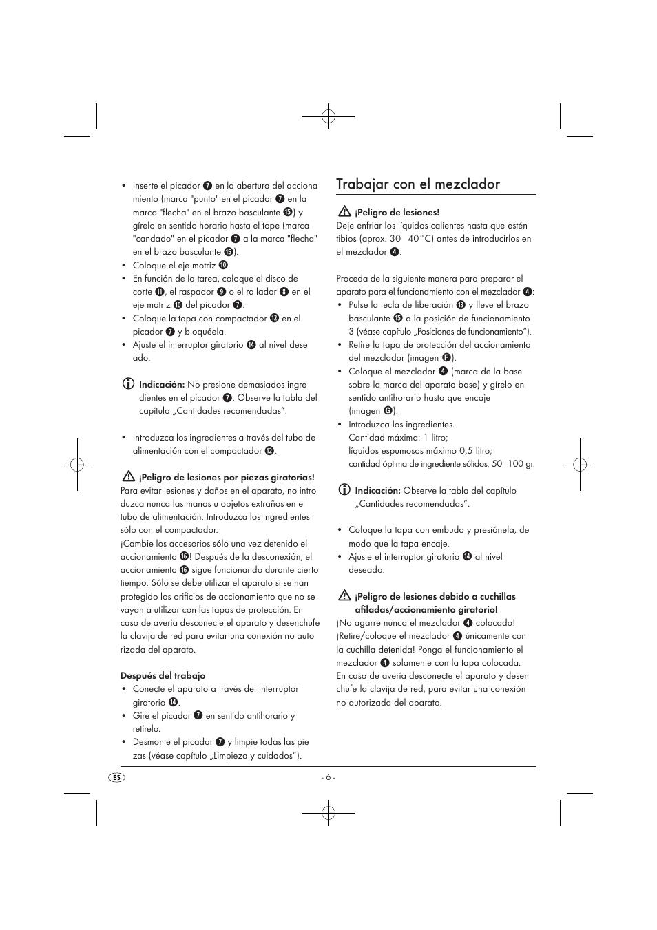 Trabajar con el mezclador | Silvercrest SKM 550 EDS A1 User Manual | Page 8 / 52