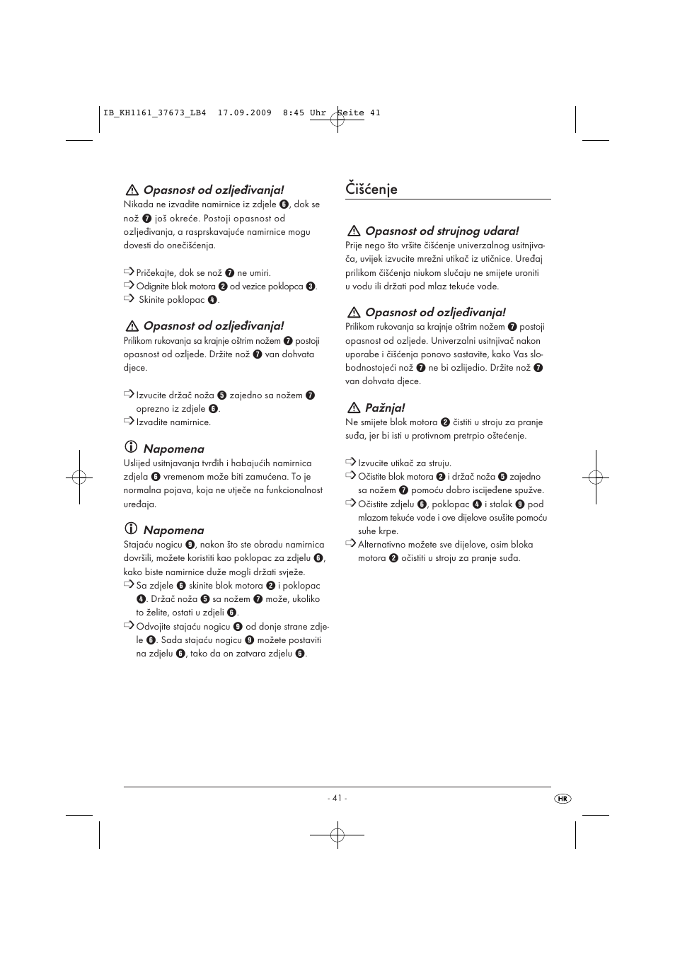 Čišćenje | Silvercrest KH 1161 User Manual | Page 43 / 50