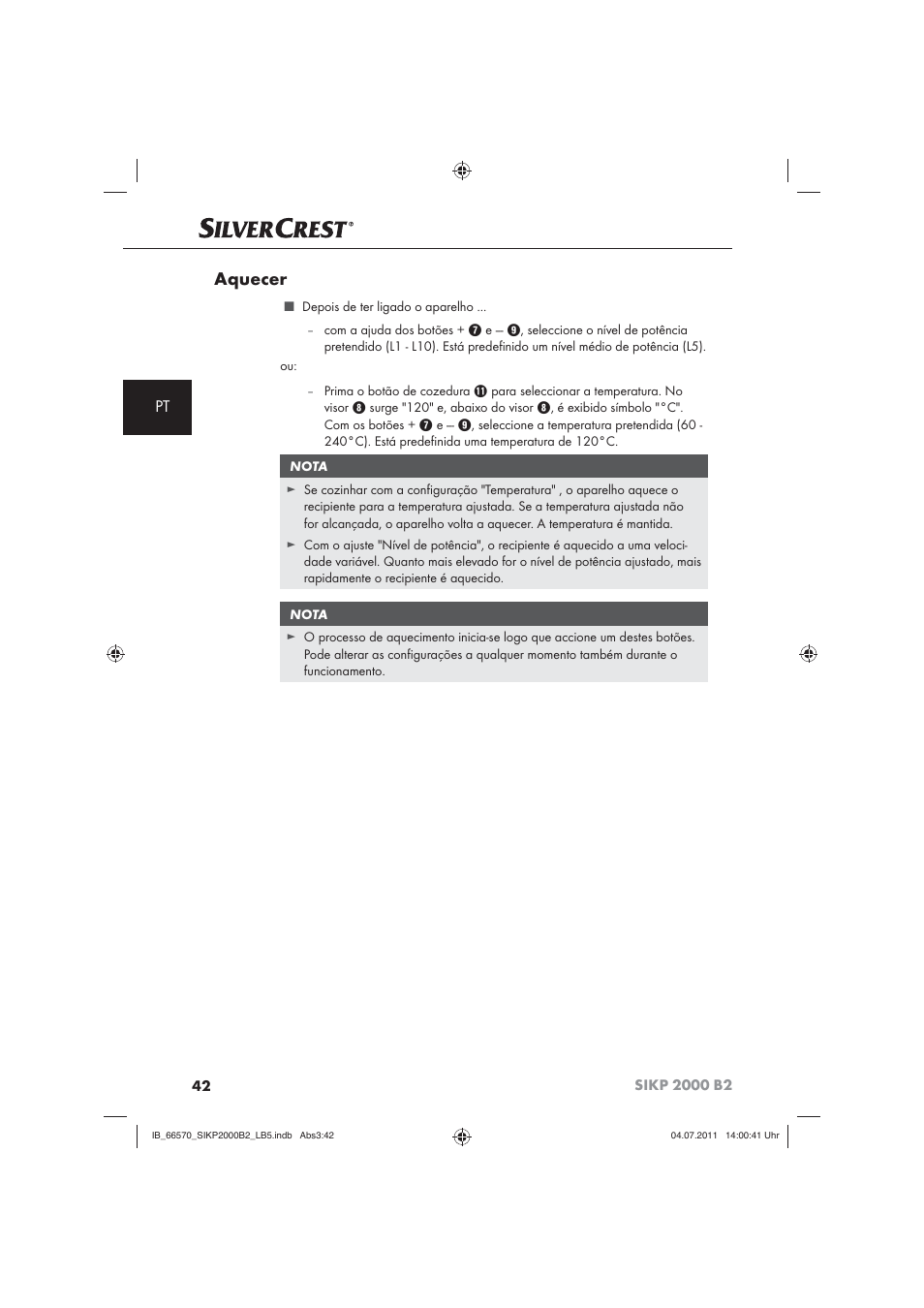 Aquecer | Silvercrest SIKP 2000 B2 User Manual | Page 44 / 81