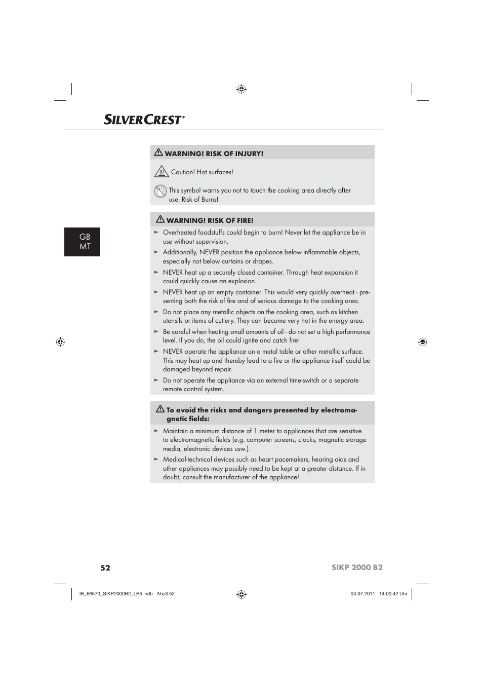 Gb mt | Silvercrest SIKP 2000 B2 User Manual | Page 54 / 81