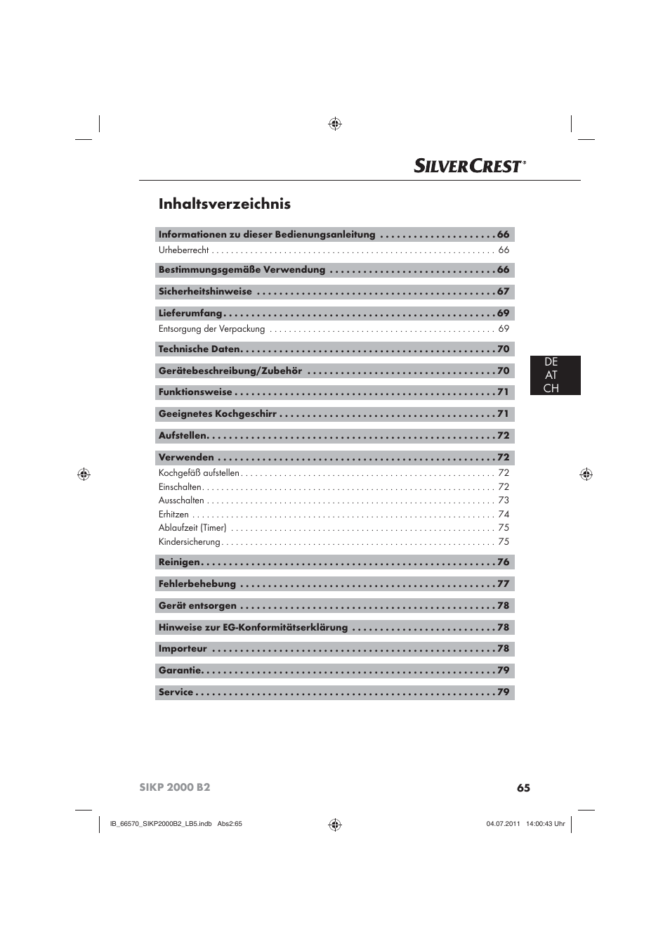 Silvercrest SIKP 2000 B2 User Manual | Page 67 / 81