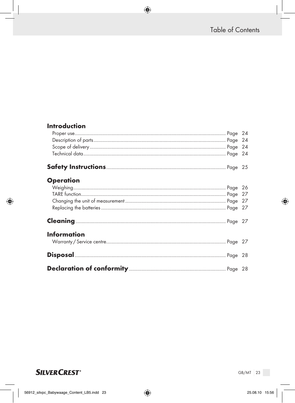 Silvercrest Digital Baby Scale User Manual | Page 19 / 30
