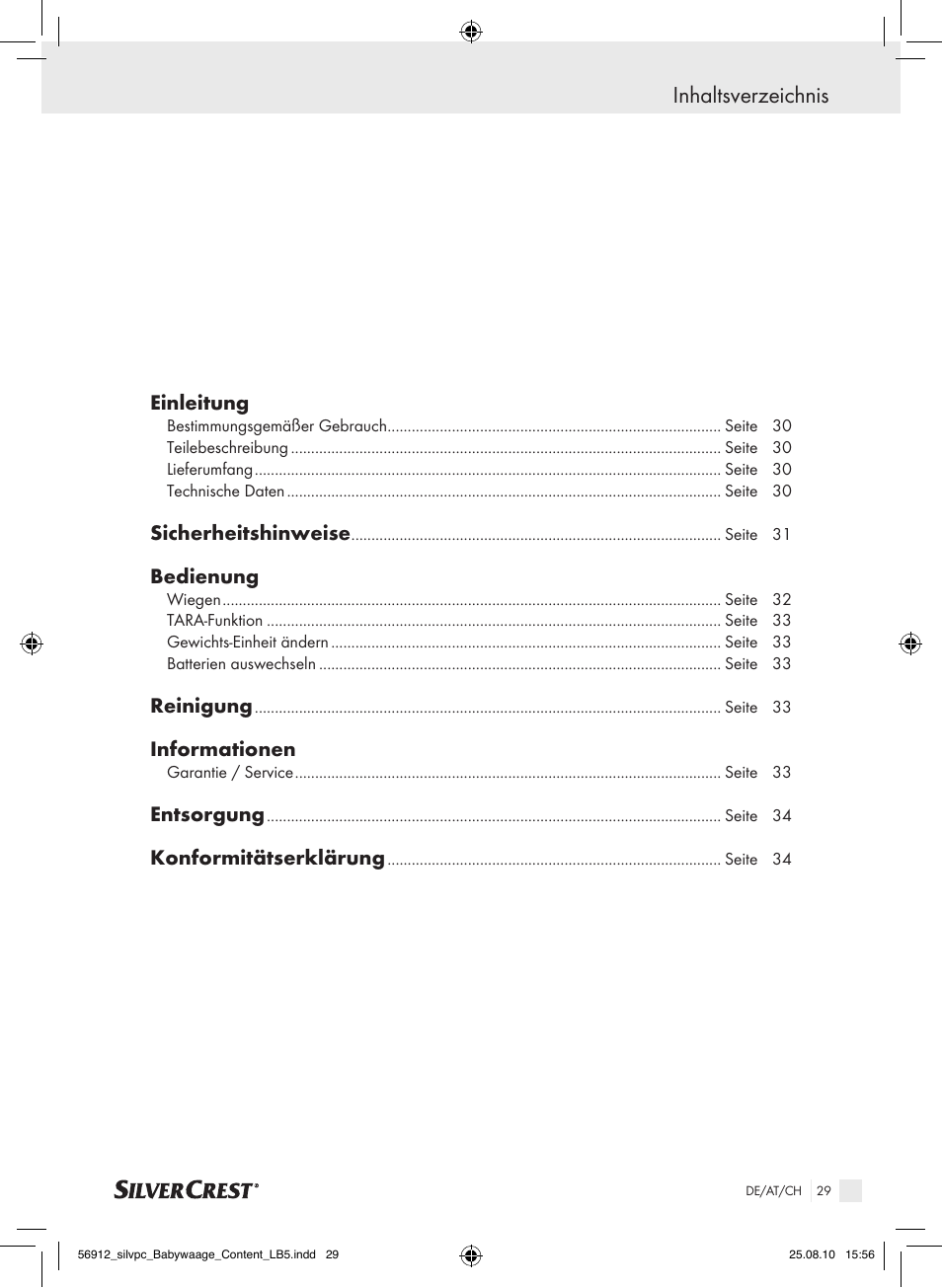 Silvercrest Digital Baby Scale User Manual | Page 25 / 30