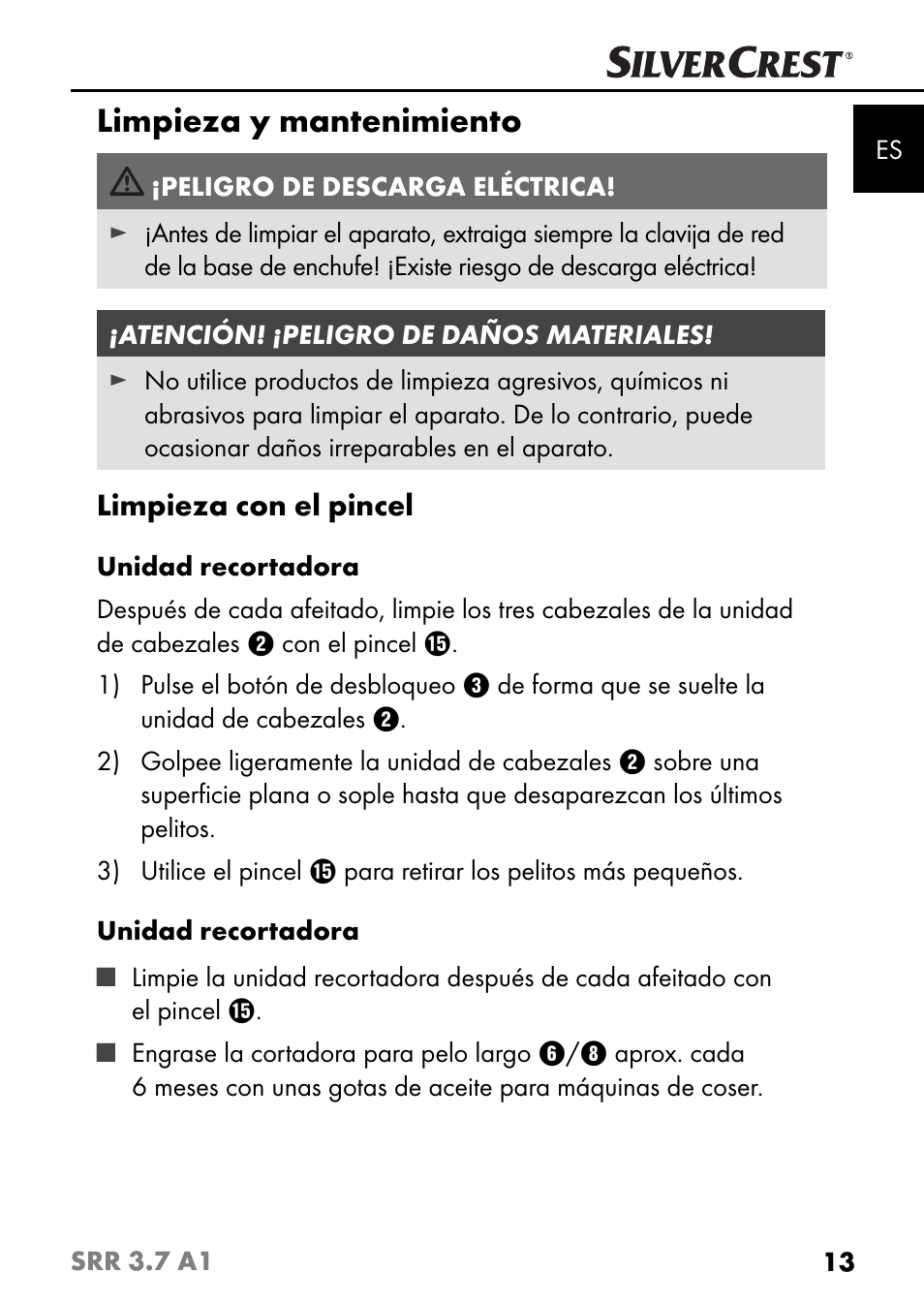 Limpieza y mantenimiento | Silvercrest SRR 3.7 A1 User Manual | Page 17 / 105