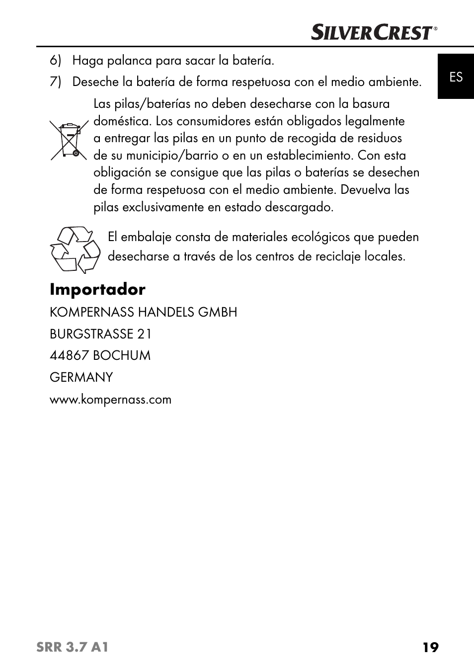 Importador | Silvercrest SRR 3.7 A1 User Manual | Page 23 / 105