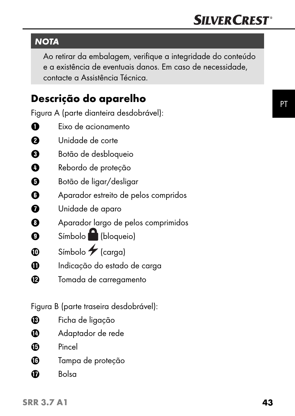 Descrição do aparelho | Silvercrest SRR 3.7 A1 User Manual | Page 47 / 105
