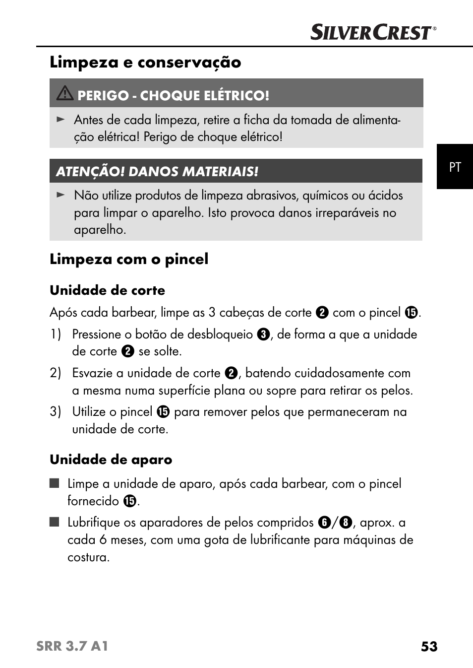 Limpeza e conservação | Silvercrest SRR 3.7 A1 User Manual | Page 57 / 105