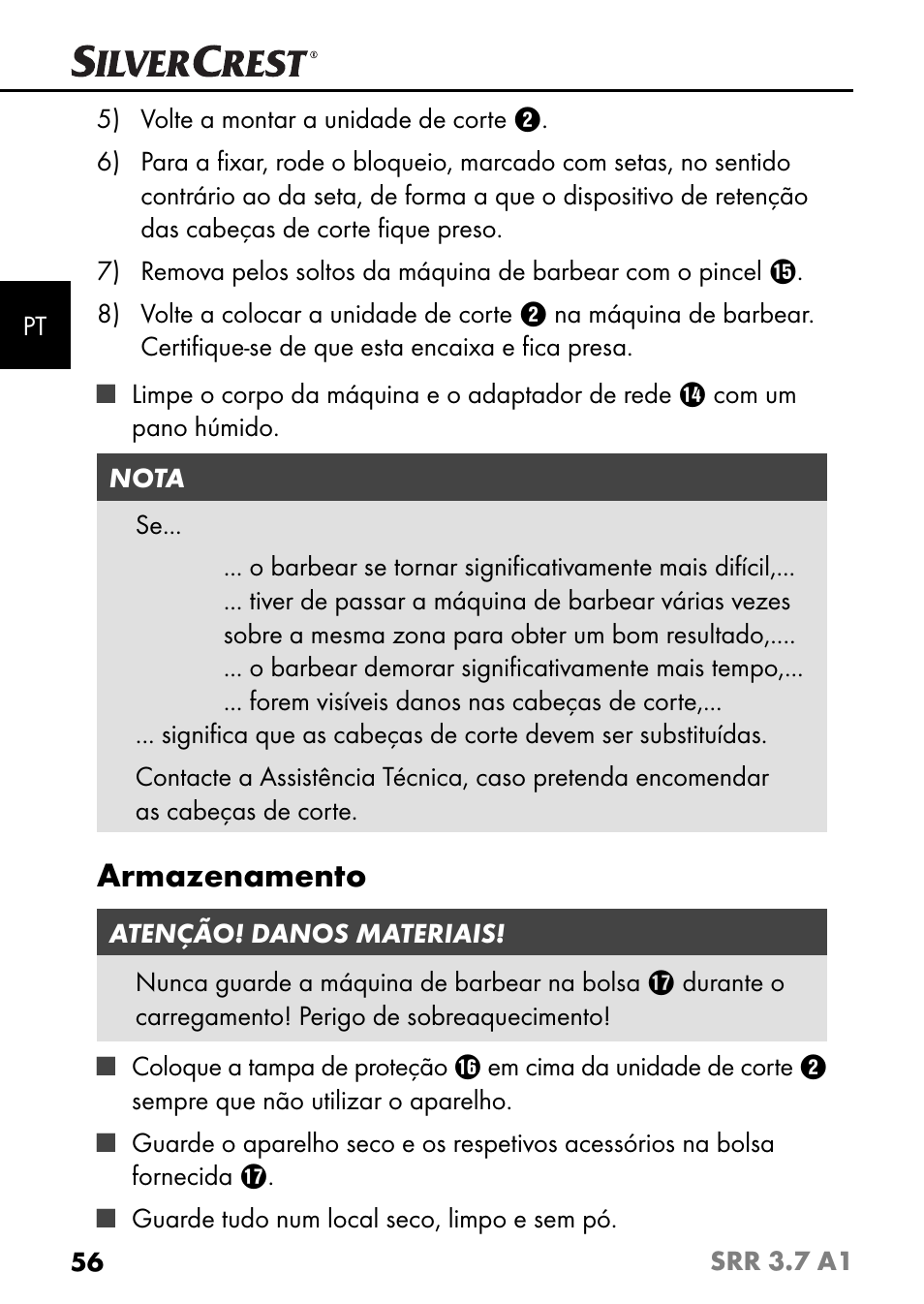 Armazenamento | Silvercrest SRR 3.7 A1 User Manual | Page 60 / 105